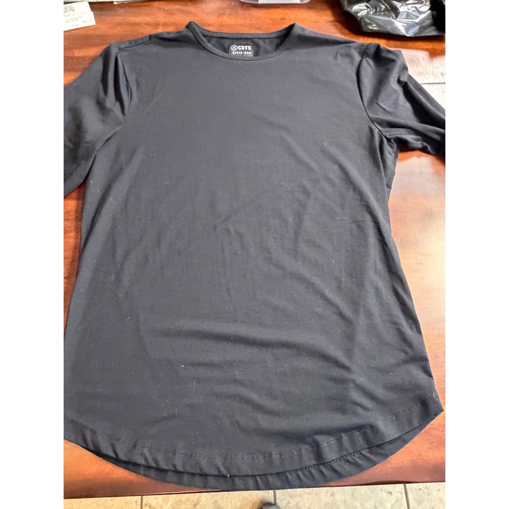 Cuts Clothing Mens Curve-Hem Long Sleeve PYCA Pro T-Shirt Black Size M